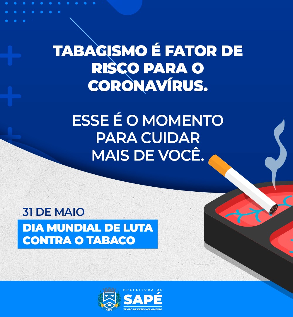 Secretaria de Saúde de Sapé alerta para riscos de sintomas graves de covid-19 em fumantes