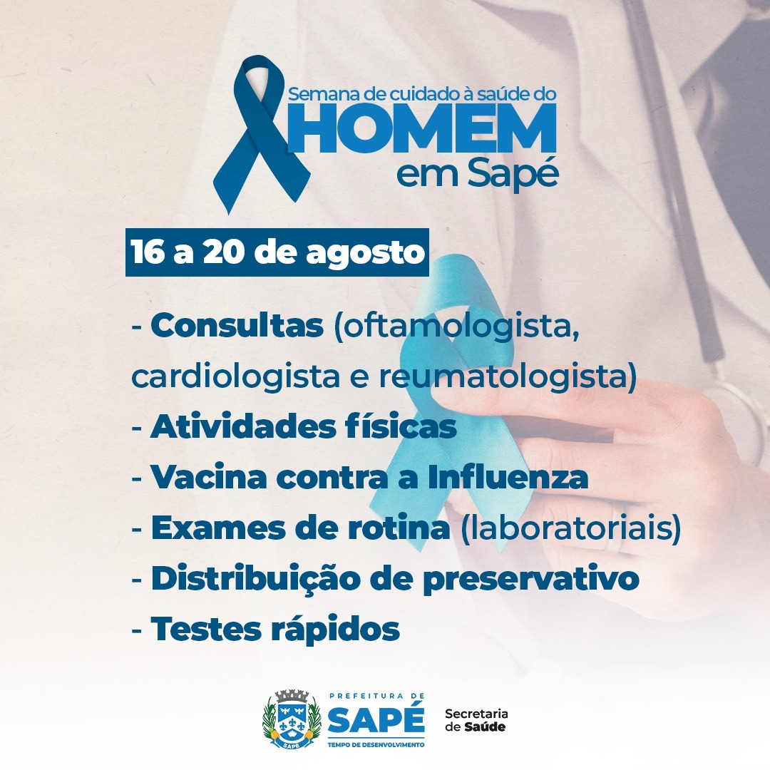 Sapé promove Semana de Cuidado do Homem com serviços exclusivos para público masculino