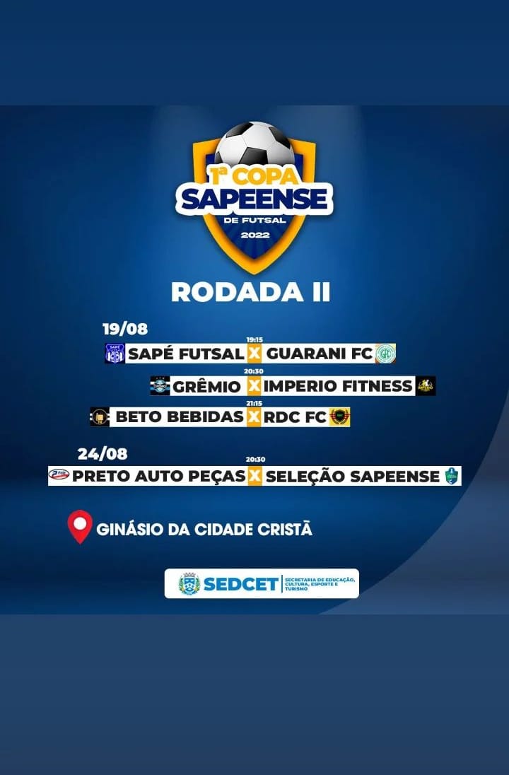 Sapé Futsal, Grêmio e Beto Bebidas vencem na segunda rodada da Copa Sapeense de Futsal