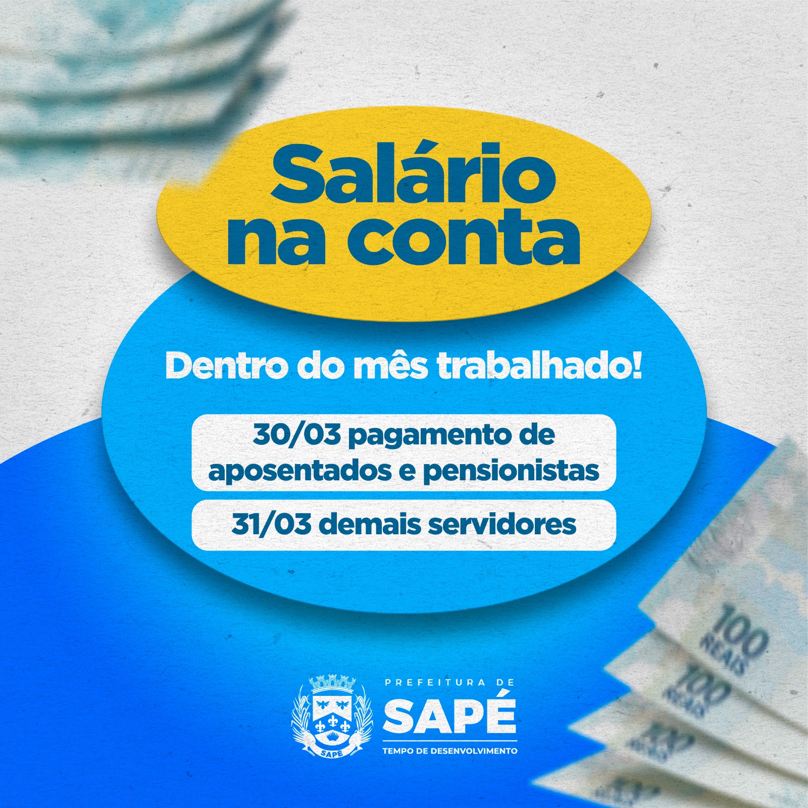 Prefeitura de Sapé paga salários nesta quinta e sexta-feira e injeta R$ 8 milhões na economia local
