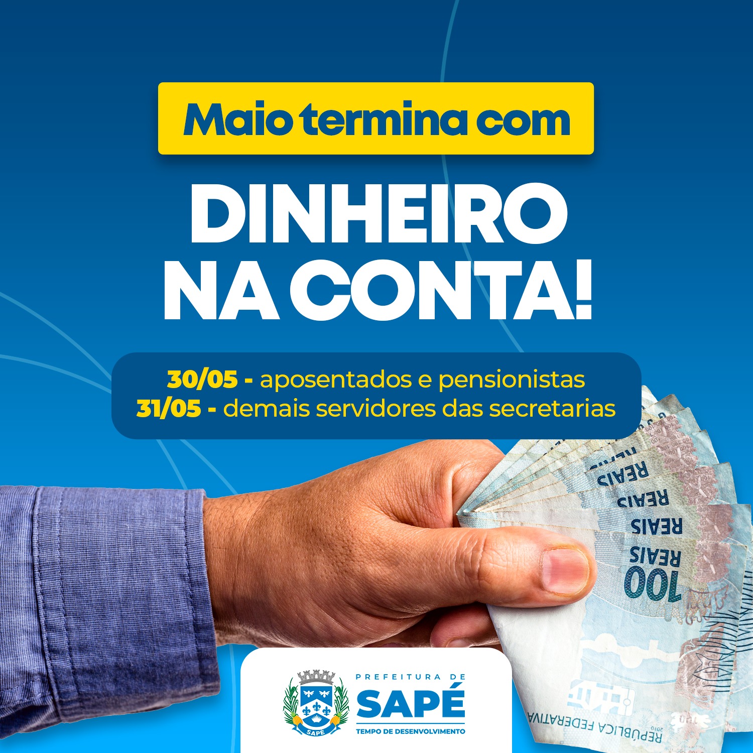 Prefeitura de Sapé paga salários de maio nestas terça e quarta-feira